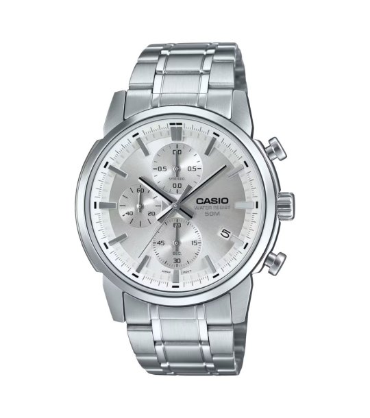 Мъжки сребрист часовник с хронограф Casio снимка