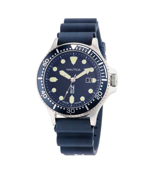 Мъжки тъмносин часовник със силиконова верижка Nautica снимка