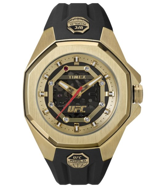 Мъжки черно-златист часовник с черна силиконова верижка Timex UFC KING снимка