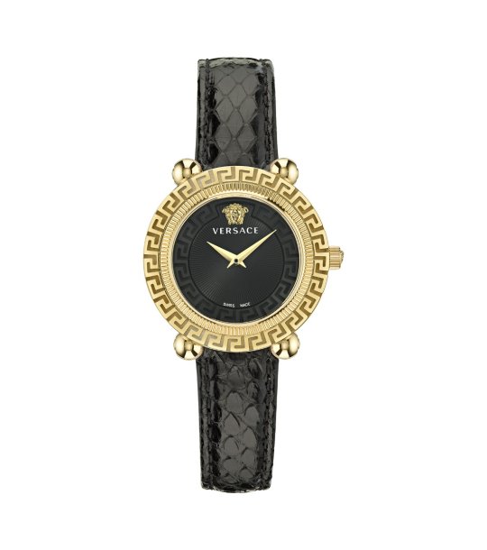 Дамски черен часовник с кожена каишка GRECA TWIST Versace снимка