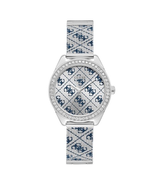 Дамски сребрист часовник с текстилна верижка Guess CLAUDIA снимка