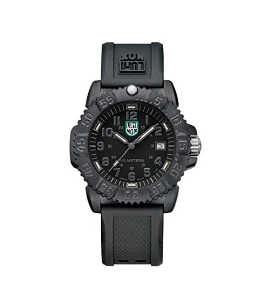 Мъжки черен часовник с карбонов корпус и каишка от смола Luminox снимка