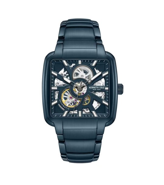 Мъжки тъмносин автоматичен часовник със скелетон циферблат Kenneth Cole снимка