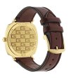 Унисекс златист часовник с тъмночервена кожена каишка GRIP Gucci-1 снимка