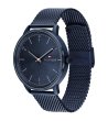 Мъжки тъмносин часовник с мрежеста верижка Tommy Hilfiger-1 снимка