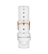 Дамски златист аналогов часовник с бяла кожена каишка Guess-1 снимка