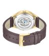 Мъжки златист скелетон часовник с кафява кожена каишка Kenneth Cole-1 снимка