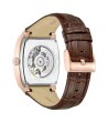 Мъжки розовозлатист автоматичен часовник с кафява кожена каишка Kenneth Cole-1 снимка