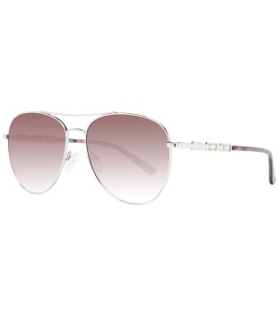 Дамски сребристи слънчеви очила тип авиатор Guess снимка