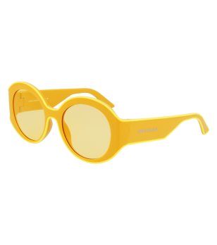 Жълти дамски слънчеви очила с кръгла рамка Longchamp снимка