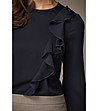 Тъмносиня дамска блуза с къдрички-2 снимка