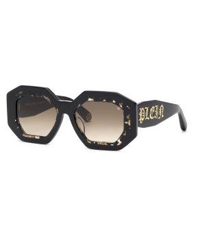 Дамски черни слънчеви очила с геометрична рамка Philipp Plein снимка