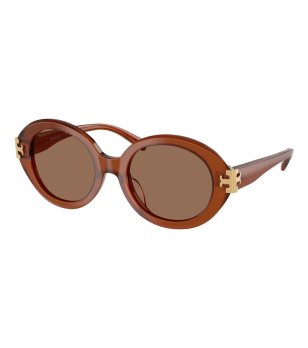 Дамски кафяви слънчеви очила с кръгла рамка Tory Burch снимка