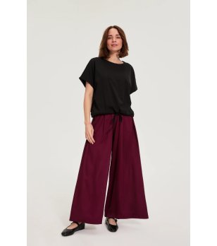 Дамски бордо панталон с широк крачол L-SP-4933 снимка