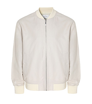 Мъжко бежово яке тип бомбър от памук и лен снимка