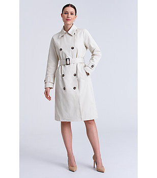 Бежово палто с колан COAT снимка