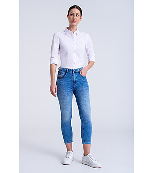 Сини дамски дънки с висока талия JEANS снимка