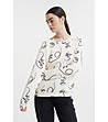 Дамшен суитшърт в екрю с принт на лица SWEATSHIRT-1 снимка
