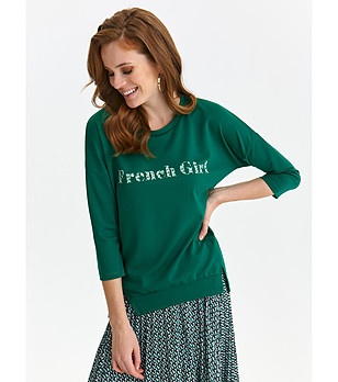 Зелена блуза със щампа French Girl снимка