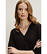 Черна рокля миди с ластична талия-3 снимка