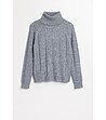 Сив пуловер с поло яка SWEATER-4 снимка