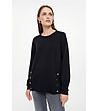 Черна блуза с дълъг ръкав и копчета sweatshirt-3 снимка