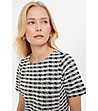 Рокля на каре в черно и екрю с къс ръкав-2 снимка