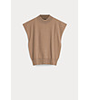 Бежов плетен потник без ръкави SWEATER-3 снимка