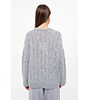 Сив пуловер с плетен релеф Sweater-2 снимка
