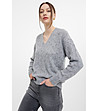 Сив пуловер с V-образно деколте SWEATER-1 снимка
