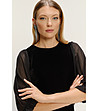 Черна кадифена рокля с прозрачни ръкави-1 снимка