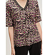 Дамска блуза с животински принт и V-образно деколте-3 снимка
