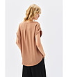 Кафява блуза с къс ръкав и паднало рамо-4 снимка