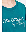 Тъмнозелена дамска тениска с надпис THE OCEAN-4 снимка
