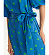 Синя рокля на точки с колан-4 снимка