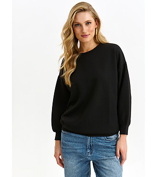 Черна суитшърт блуза със структурирана шарка SWEATSHIRT снимка