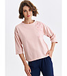 Розов суитшърт с флорална бродерия SWEATSHIRT-1 снимка
