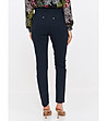 Тъмносин дамски панталон с прав крачол-2 снимка