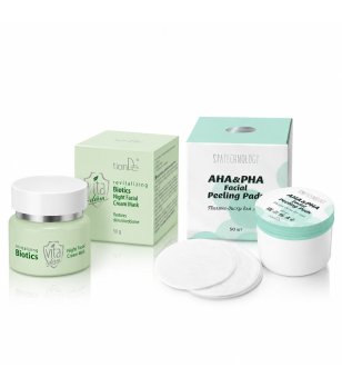 Комплект възстановяваща нощна крем-маска и пилинг тампони VITADERM BIOTIC снимка