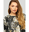 Черна блуза с принт на листа SWEATER-2 снимка