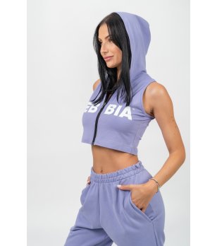 Лилав къс суитшърт без ръкави MUSCLE MOMMY снимка