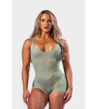 Светлозелен спортен гащеризон с изрязан гръб STRONG BEAUTY снимка