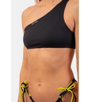 Черно асиметрично горнище на бански ONE SHOULDER BANDEAU снимка