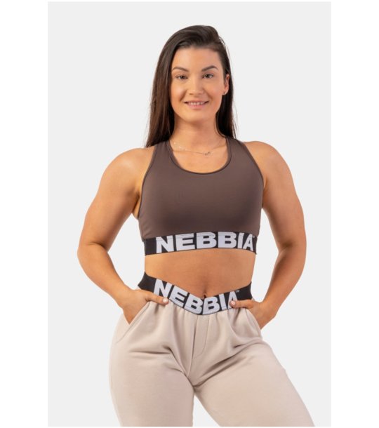 Кафяво спортно бюстие с кръстосан гръб MEDIUM IMPACT CROSS BACK SPORTS BRA снимка