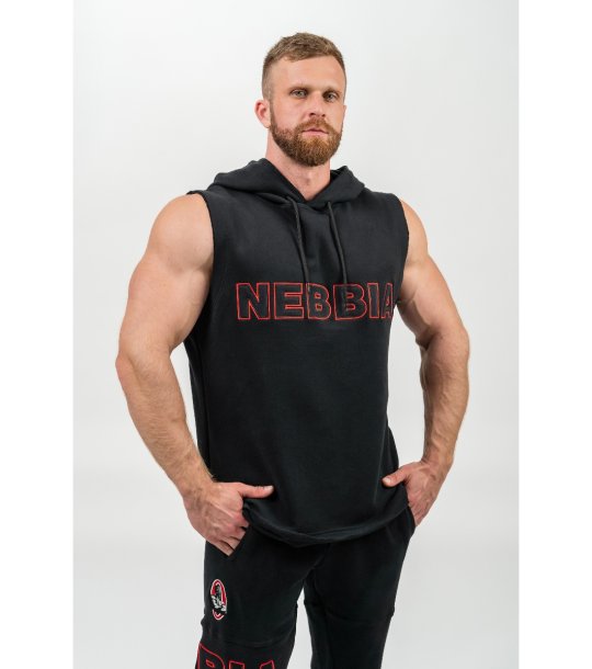 Черен мъжки памучен суитшърт без ръкави IRON BEAST снимка