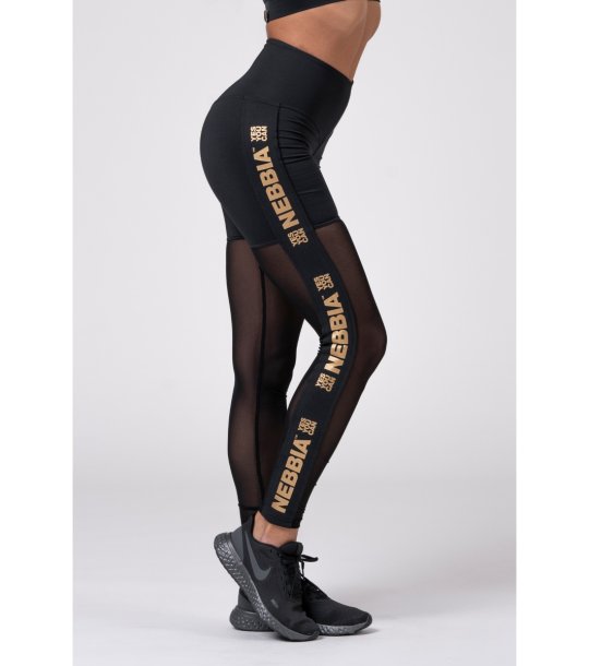 Дамски черен клин с мрежести крачоли GOLD MESH снимка