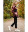 Дамско бордо манто с ципове-1 снимка