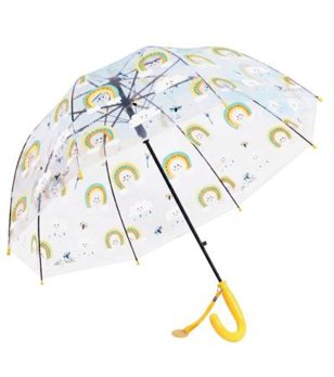 Прозрачен детски чадър с жълта дръжка снимка