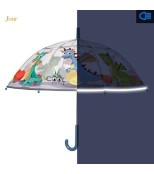 Прозрачен детски чадър с отразителна лента Dragons снимка