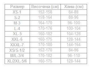 размерна таблица снимка